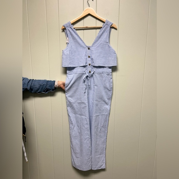 Zara Cotton Seersucker Jumpsuit Size XS - Picture 3 of 4